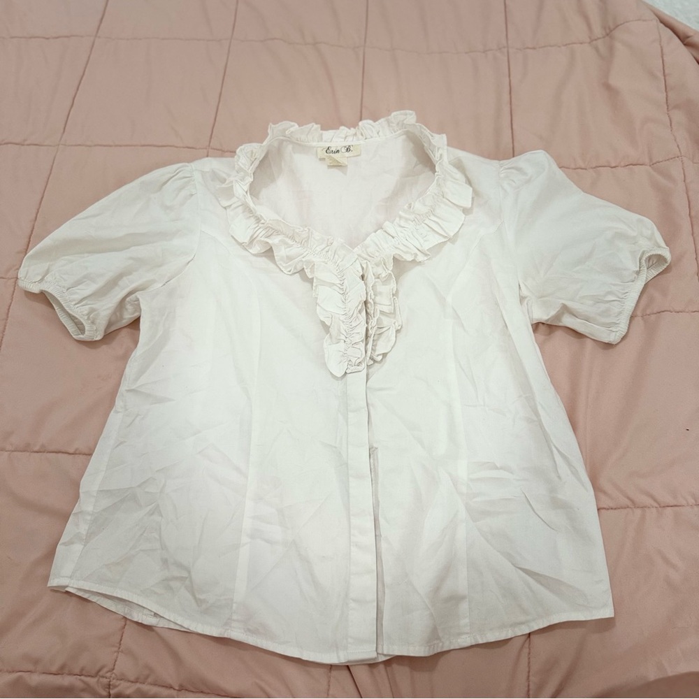 White Ruffled Women's Top